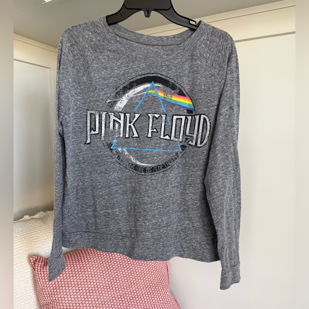Pink Floyd Gray Long Sleeve Tee with Rainbow Prism Logo